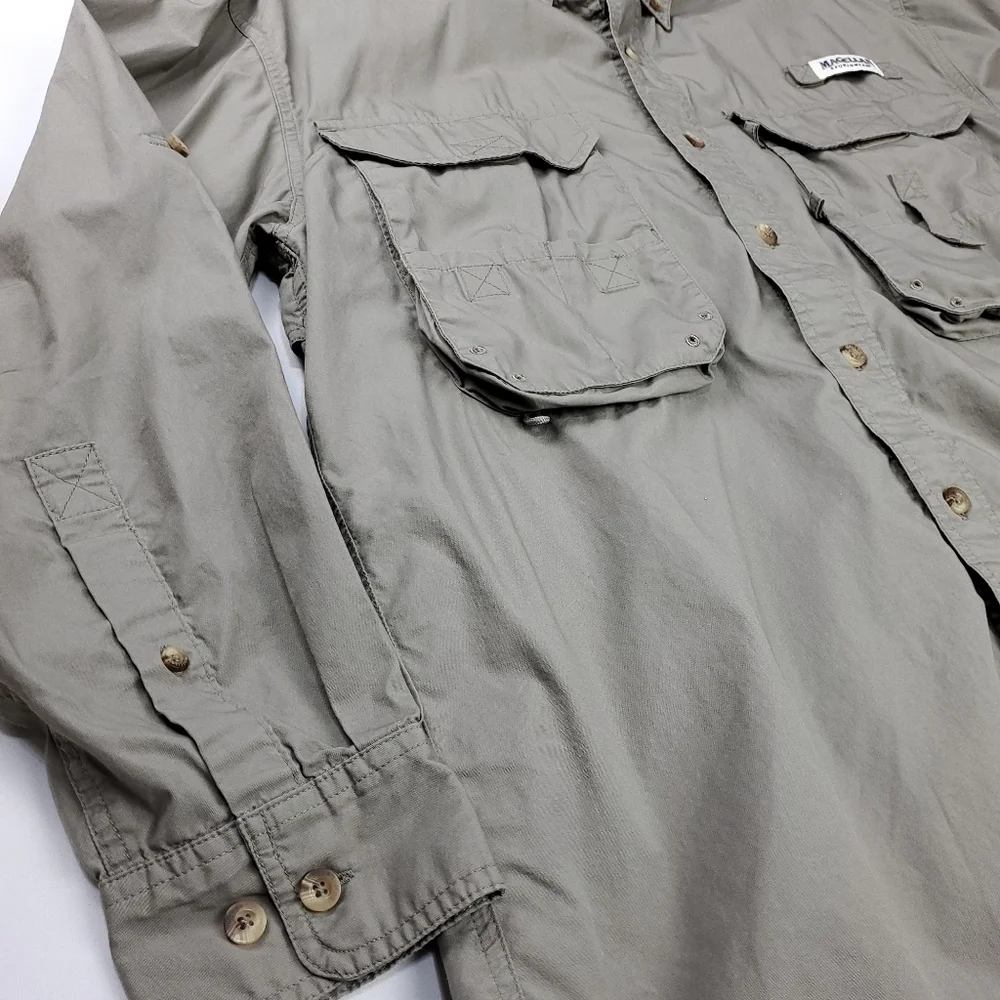 New Magellan Mens Cache Green Outdoor Shirt Med